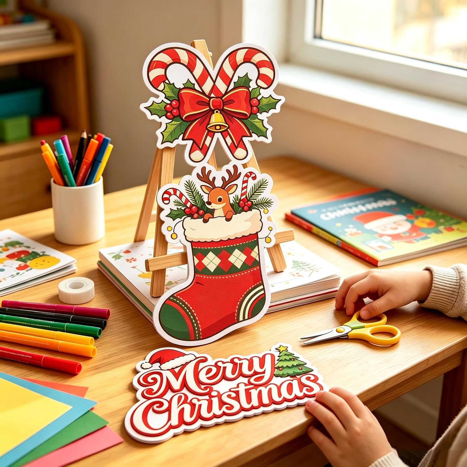 Vintage Christmas Wall Cutouts,12PCS Retro Cardboard Holiday Decor