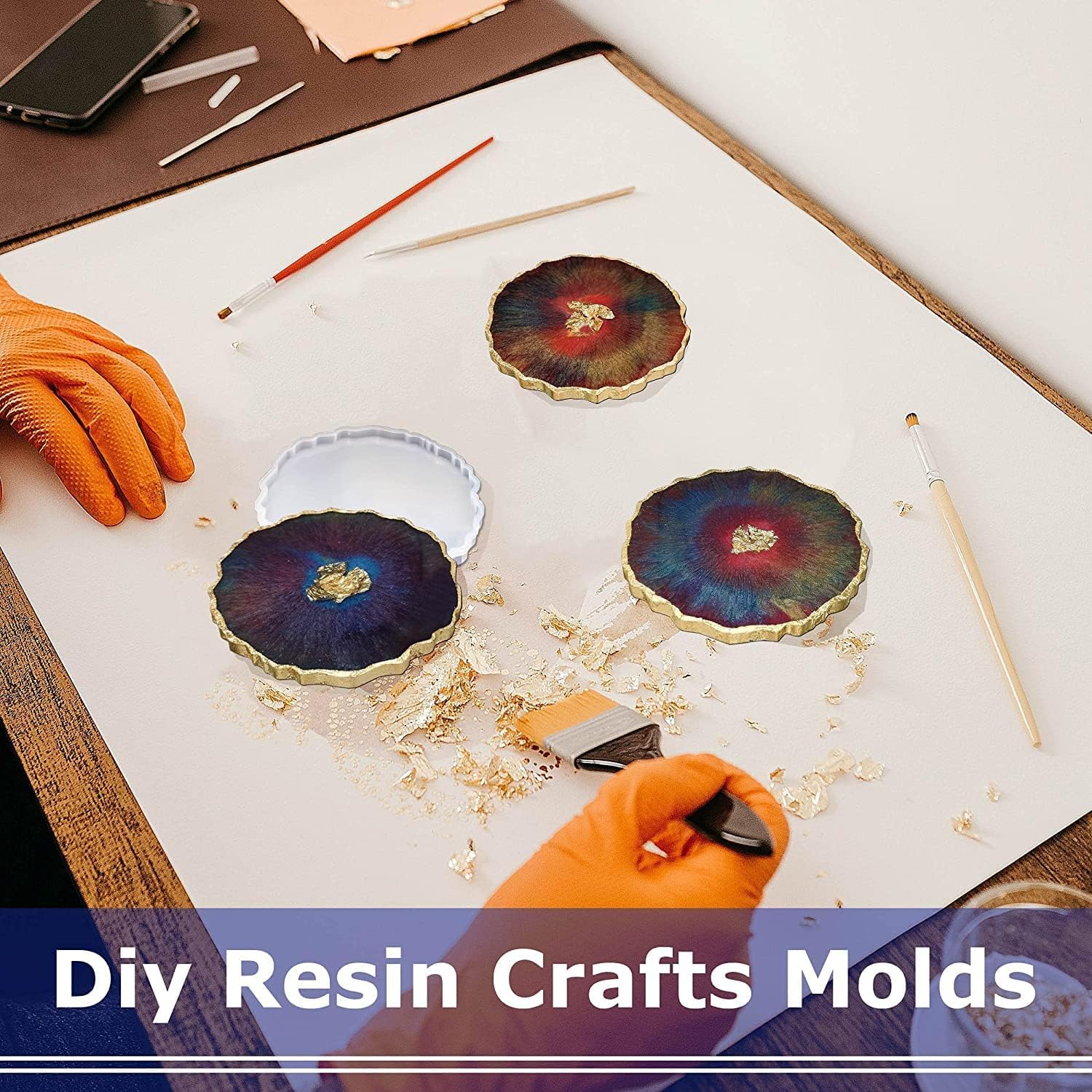 MGS CRAFT VIBES Resin Art Silicone Casting Moulds Epoxy Moulds Silicone Moulds DIY Agate Coaster Mold Round (5 inch) 1