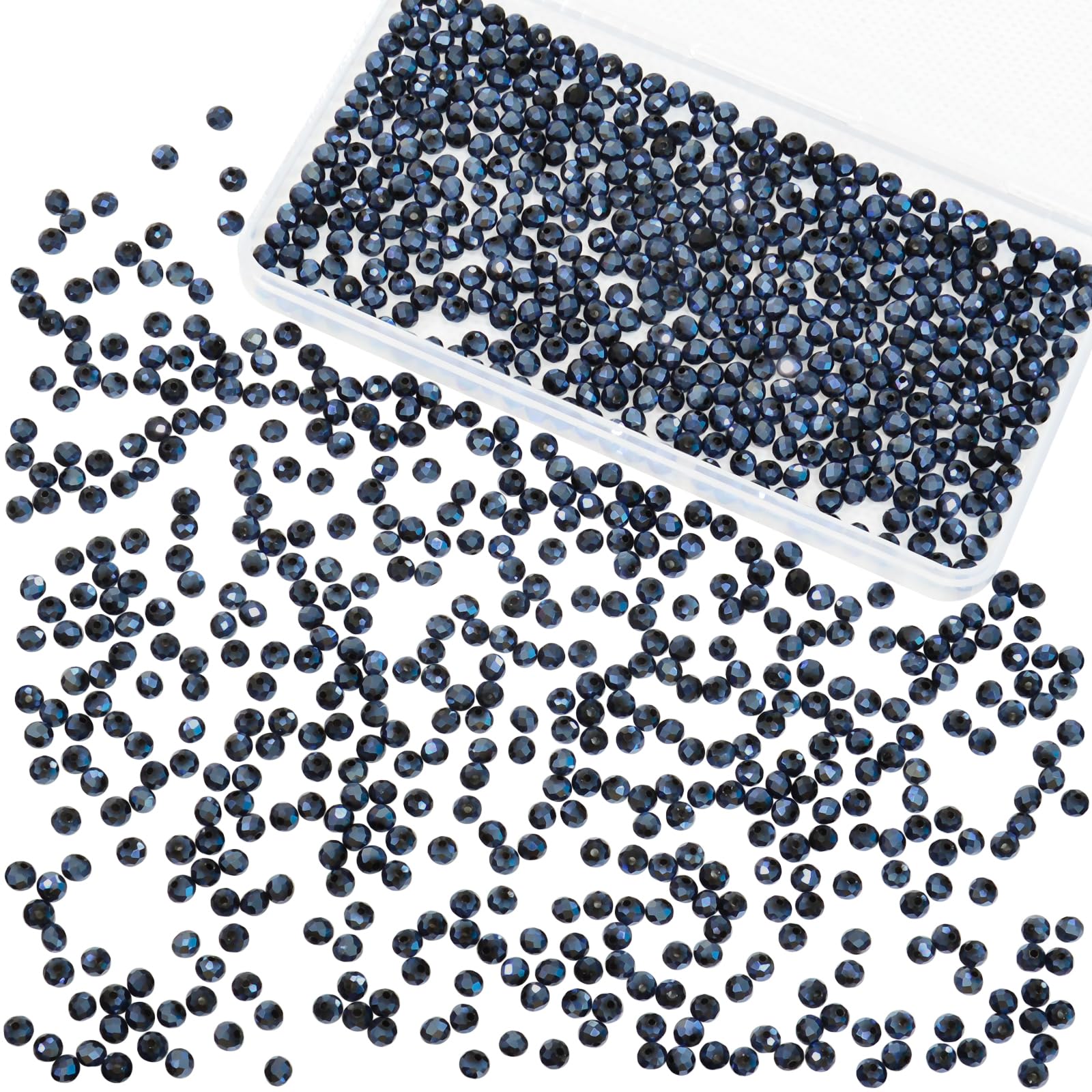 Laopottbeads 1200Pcs 4mm Crystal Glass Beads for Jewelry Making Beads for Bracelets Necklace Pendants Making Supplies(Navy Blue) โ image 1