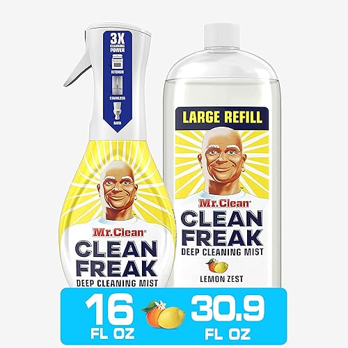 Mr. Clean Limpiador multiusos, kit de limpieza Clean Freak Mist para limpiador de baño y cocina, aroma a limón, incluye 1 botella de spray (16