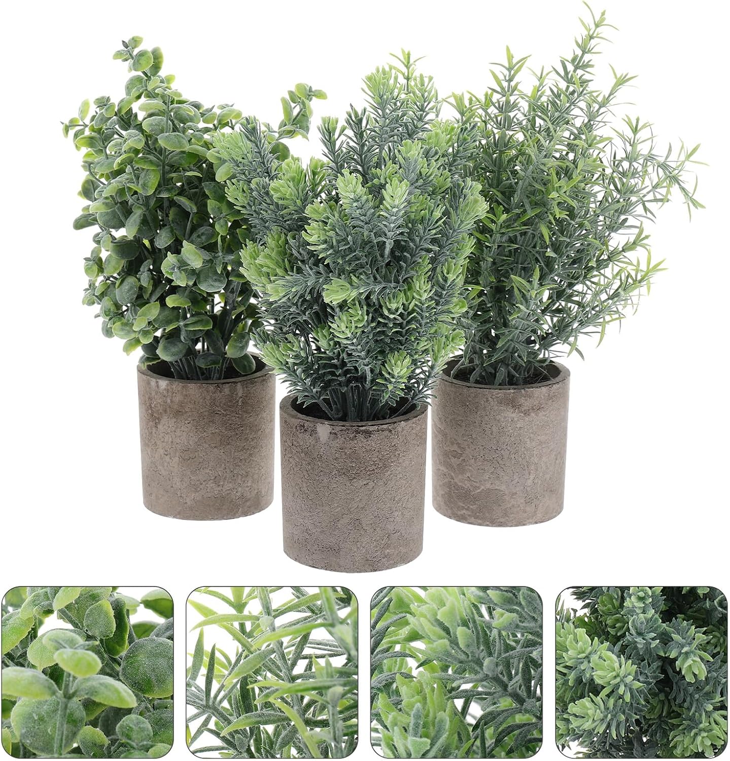 Beaupretty 3pcs Mini Artificial Potted Plant Bonsai Set, Simulated Greenery Balls with Flocking Leaf Texture, Desktop Home Decoration, Office Table Accent, Faux Plant Decor