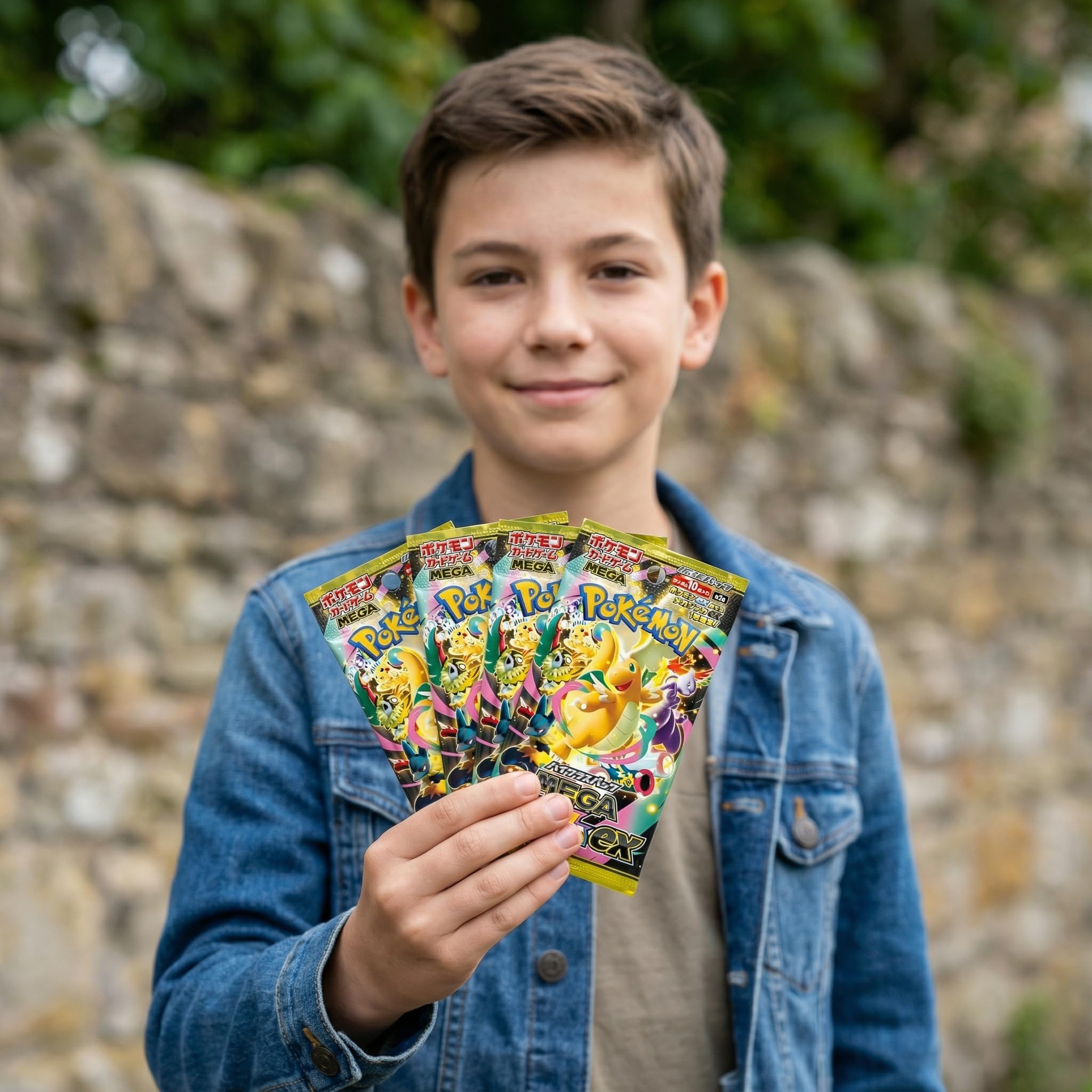 Pokemon - 4 buste di espansione giapponesi, carte Pokemon giapponesi + protezione per spedizione cardcosmos (Pokemon Mega Dream EX (M2a) High Class 4 Booster Packs – Giapponese – Nuovo e in confezione