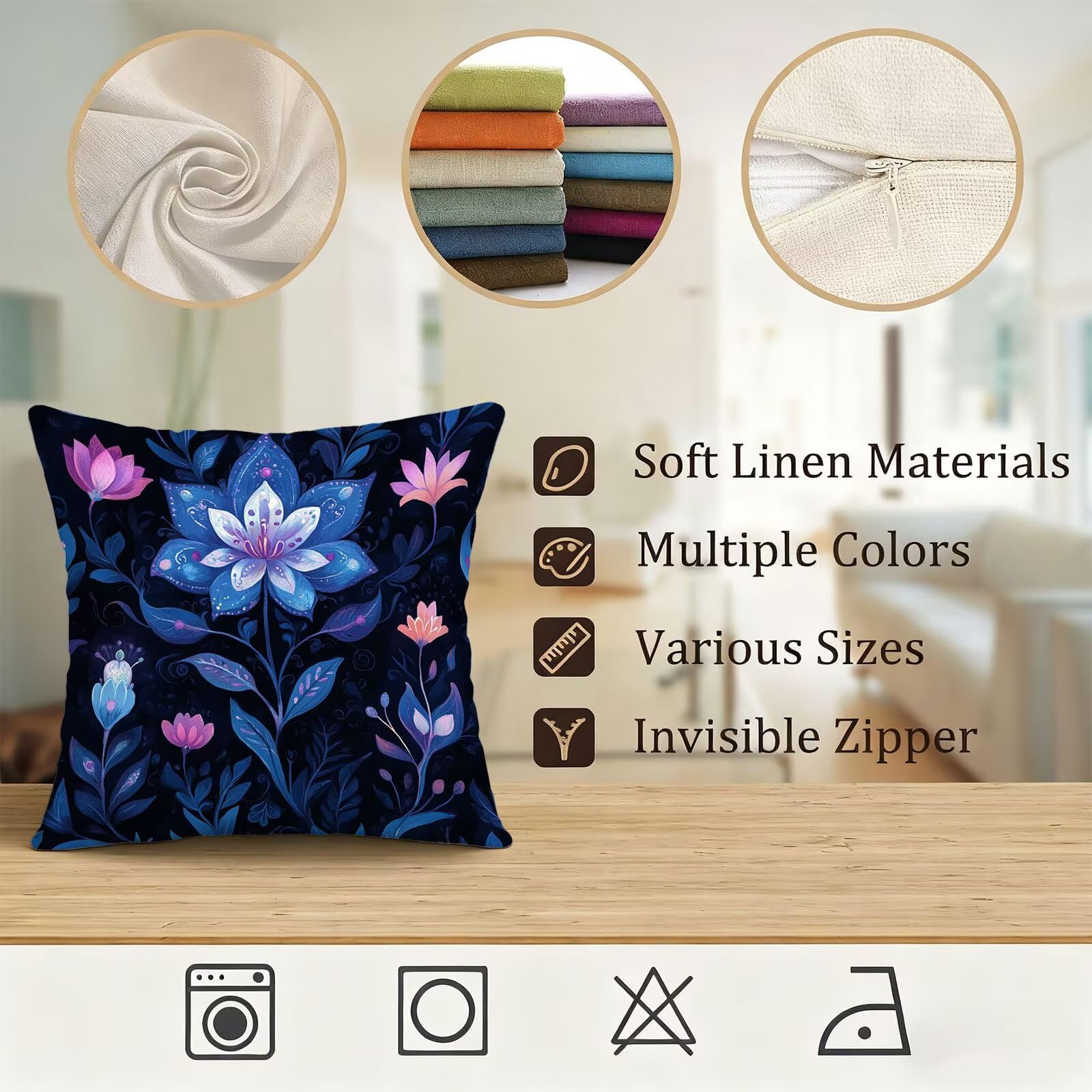 Violet Housse Coussin 60x60 Fleur Taie Oreiller 60x60 Lot de 4 Super Doux Protege Oreiller 60 x 60 Decoration Automne Taie D'oreiller Carrées Coussin Canape, pour Maison Chambre Canapé Chaise E - 320