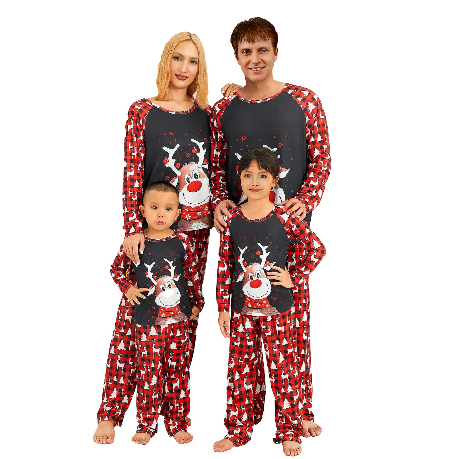 Pijama familiar de Navidad a juego de ciervos de Navidad para parejas y niños Baby Elk Reindeer Sleepwear Pijamas para adultos