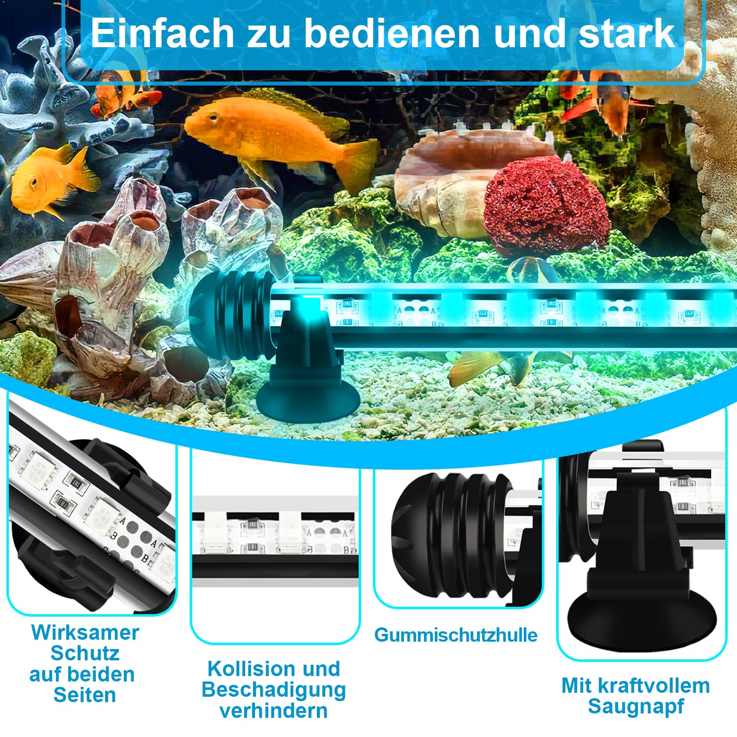 Sonnewelt LED Acquario,112cm RGB LED Aquarium Lighting, Luce Acquario a Tubo Impermeabile e Sommergibile,11W