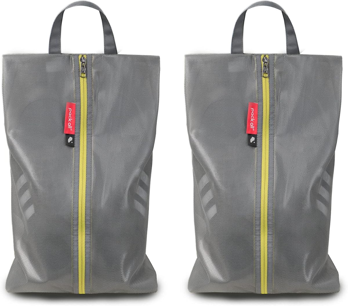 empacar todo Bolsa para zapatos de tamaño grande para viajes, Bolsa para zapatos resistente al agua | Resistente a olores, a prueba de polvo, portátil, almacenamiento para zapatos de fútbol y gimnasio, se adapta hasta la talla 16, paquete de 2, gris