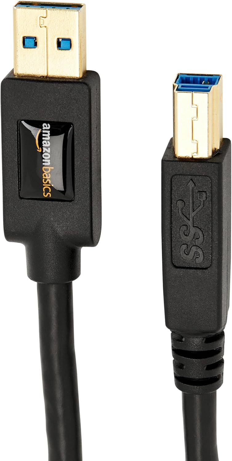 Basics USB-A to USB-B 3.0 Cable, 4.8Gbps High-Speed with Gold-Plated Plugs, 6 Foot, Black : Electronics