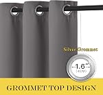 NICETOWN Blackout Rideau de fenêtre pour chambre - (Couleur Grise) Maison Décoration Chambre Insulée Thermique Darkening Drape/Draperie, W52 x L63 De pouce, 8 Planchers/Ringes, 1 Groupe