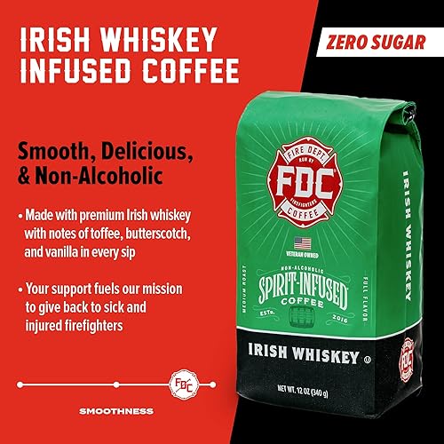 Miniatura 3 de Café con infusión de whisky irlandés café en grano entero bolsa de 12 onzas hecho por café del departamento de bomberos
