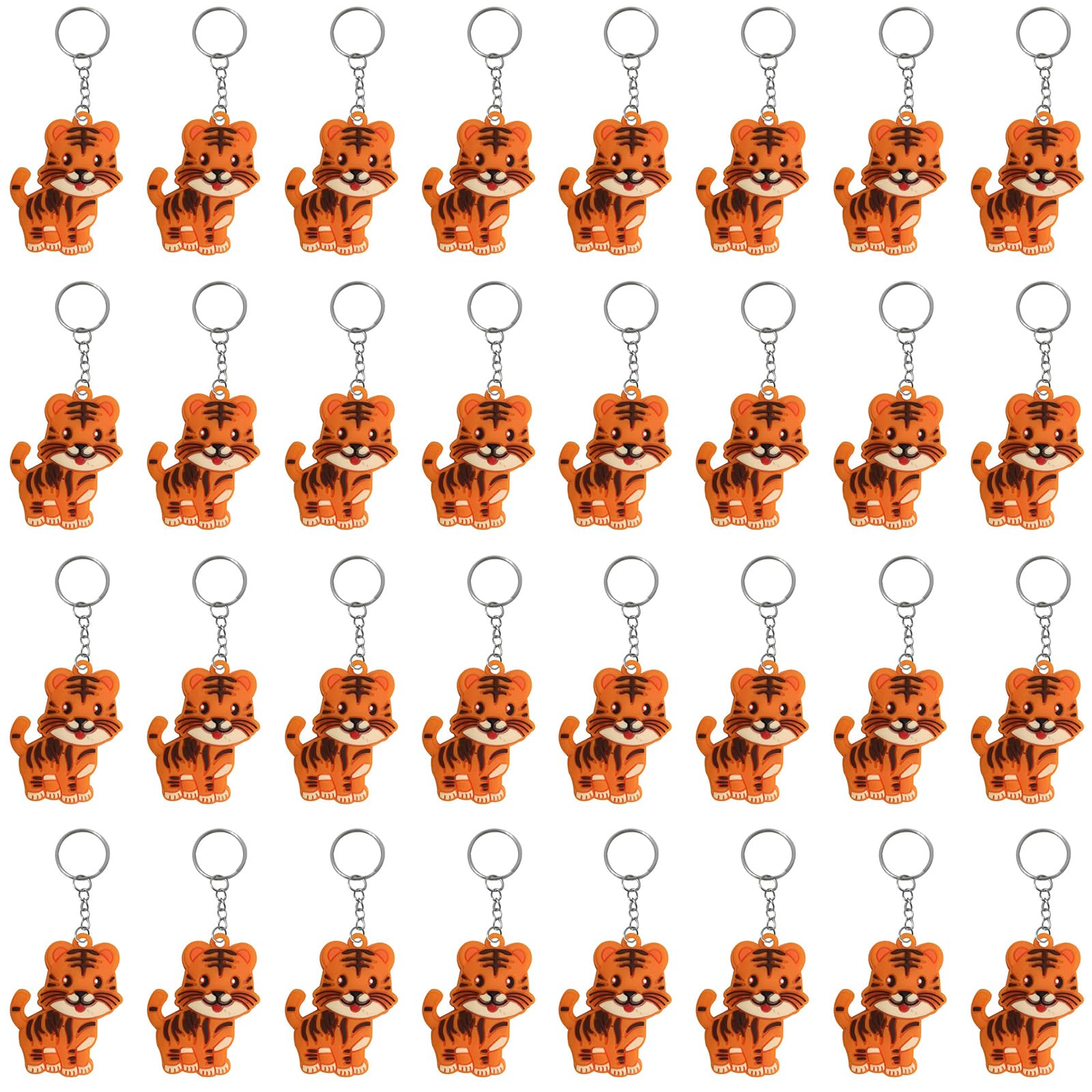 iMagitek 40 Pack Tiger Keychains Safari Animal Keychains for Tiger Themed Party Decorations, Jungle Safari Party Supplies, Birthday Gifts, Tiger Lover