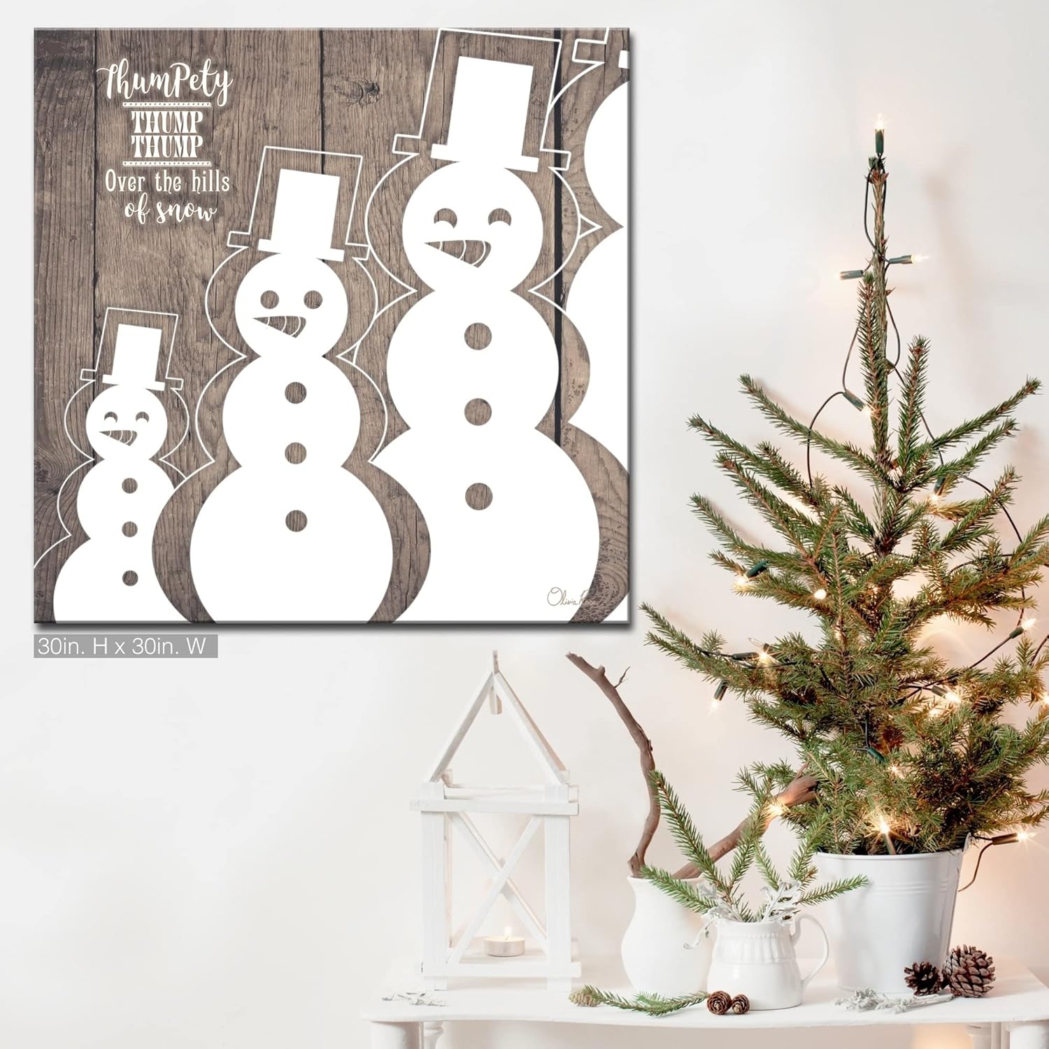 Ready2hangart Olivia Rose 'Christmas Snowman' Wrapped Canvas Textual Wall Art 30" W x 30" H