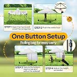 VIVOHOME 10x10 Canopée de pop-up facile, tente d'écran extérieur avec un mur latéral, et sac à roulettes pour les événements de la fête de pique-nique de camping de triage, blanc
