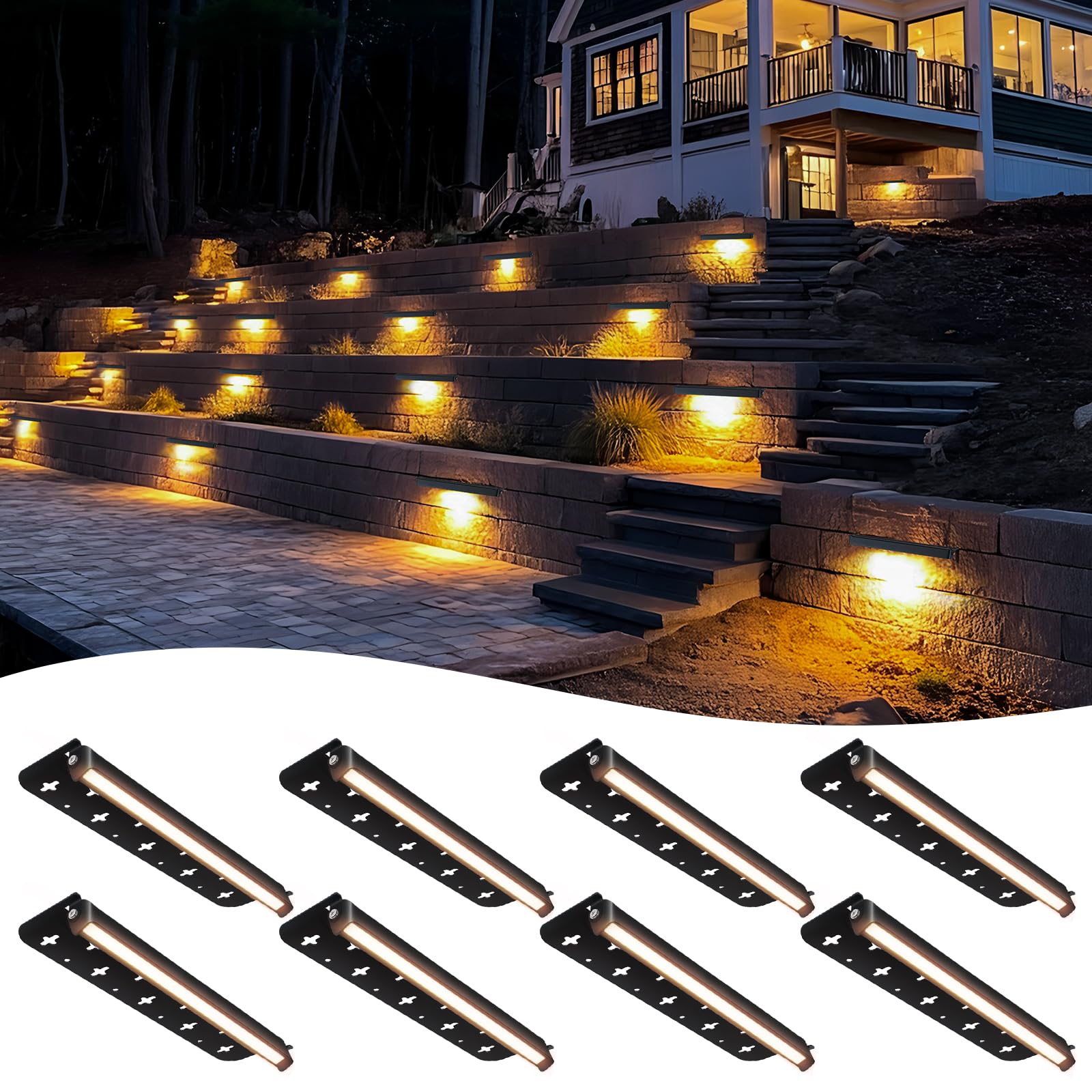 スポットライト Kaqur 8 Pack 12 Inch Retaining Wall Lights, LED Hardscape Lighting