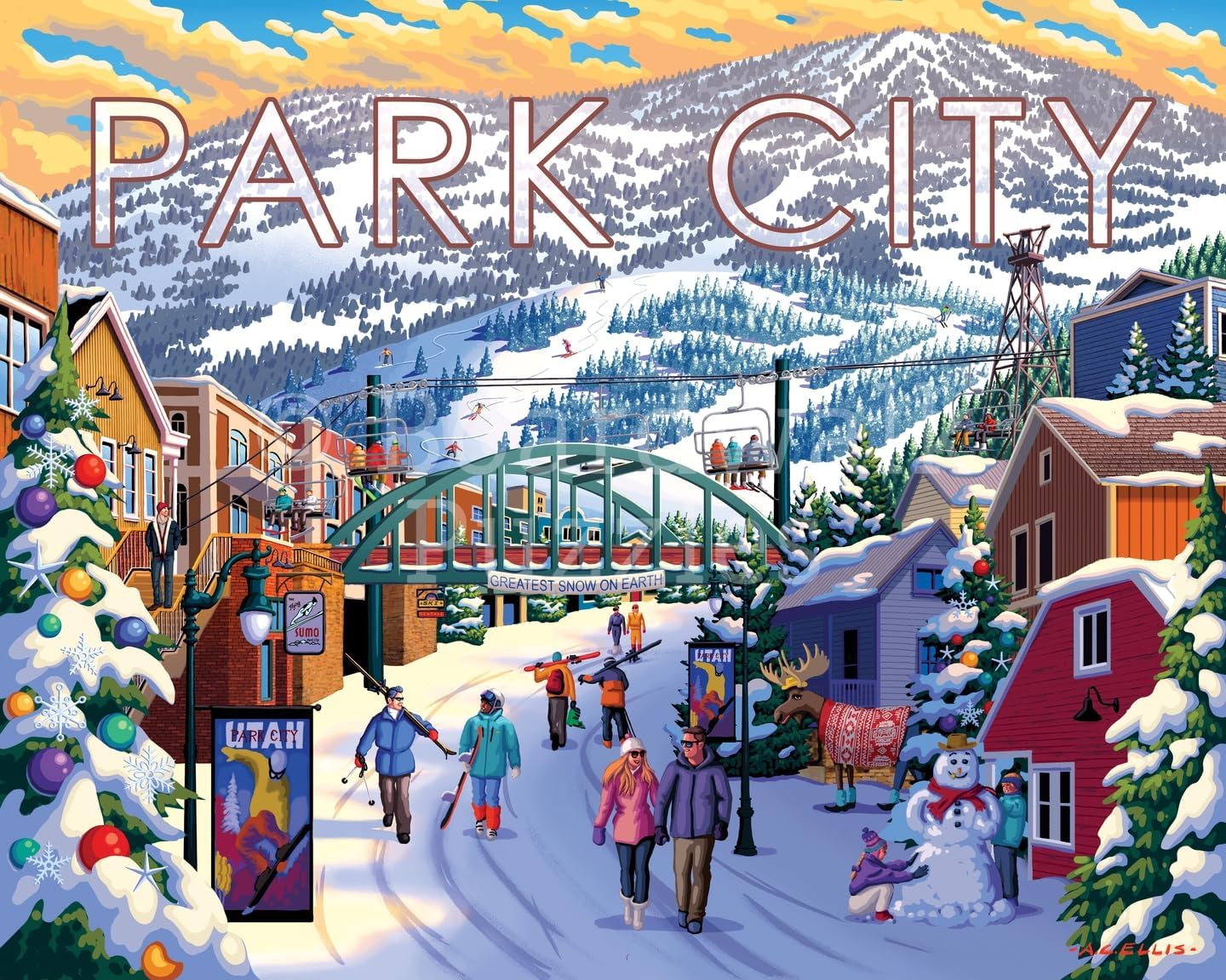 Boardwalk Puzzles Park City Winter, 500 Piece Jigsaw Puzzle for Adults, Made in USA