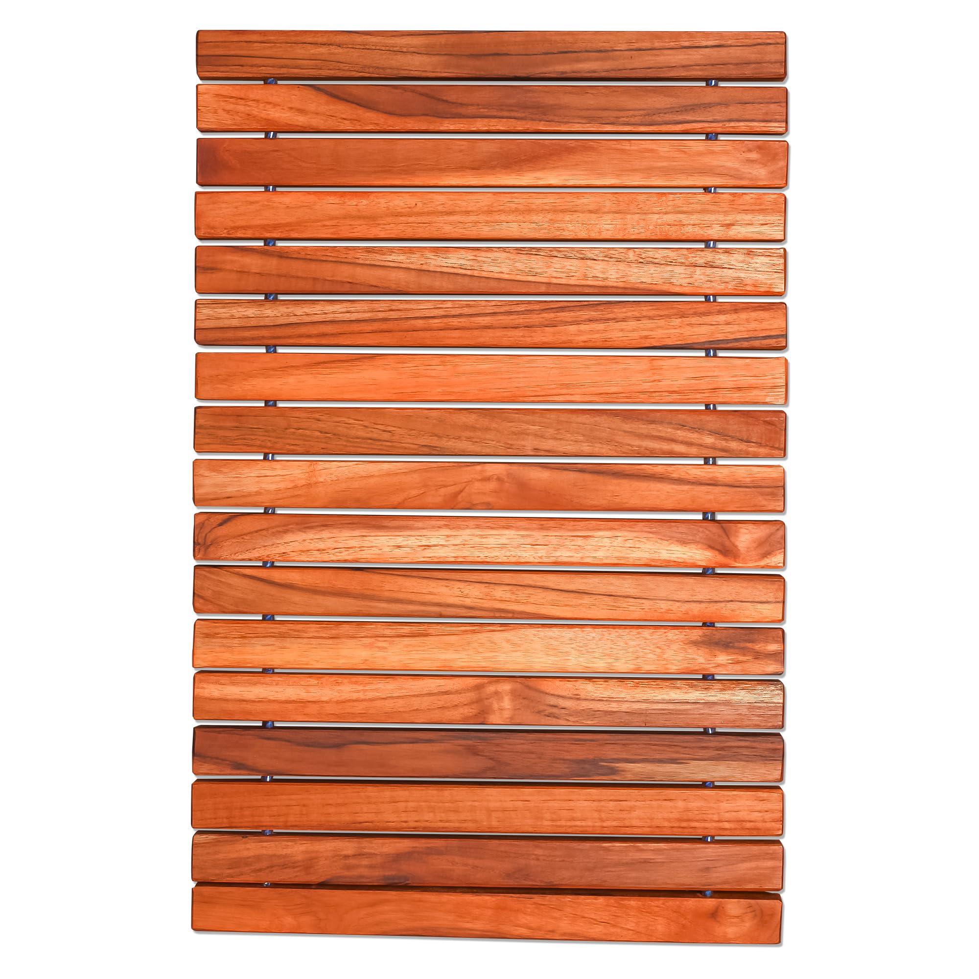 Teak Wood Shower Mat - Fold-able & Non-Foldable Options, Non-Slip, Water-Resistant Bath Mat for Bathroom, Spa, Indoor and Outdoor Use (Foldable, 24" x 16")-image-44