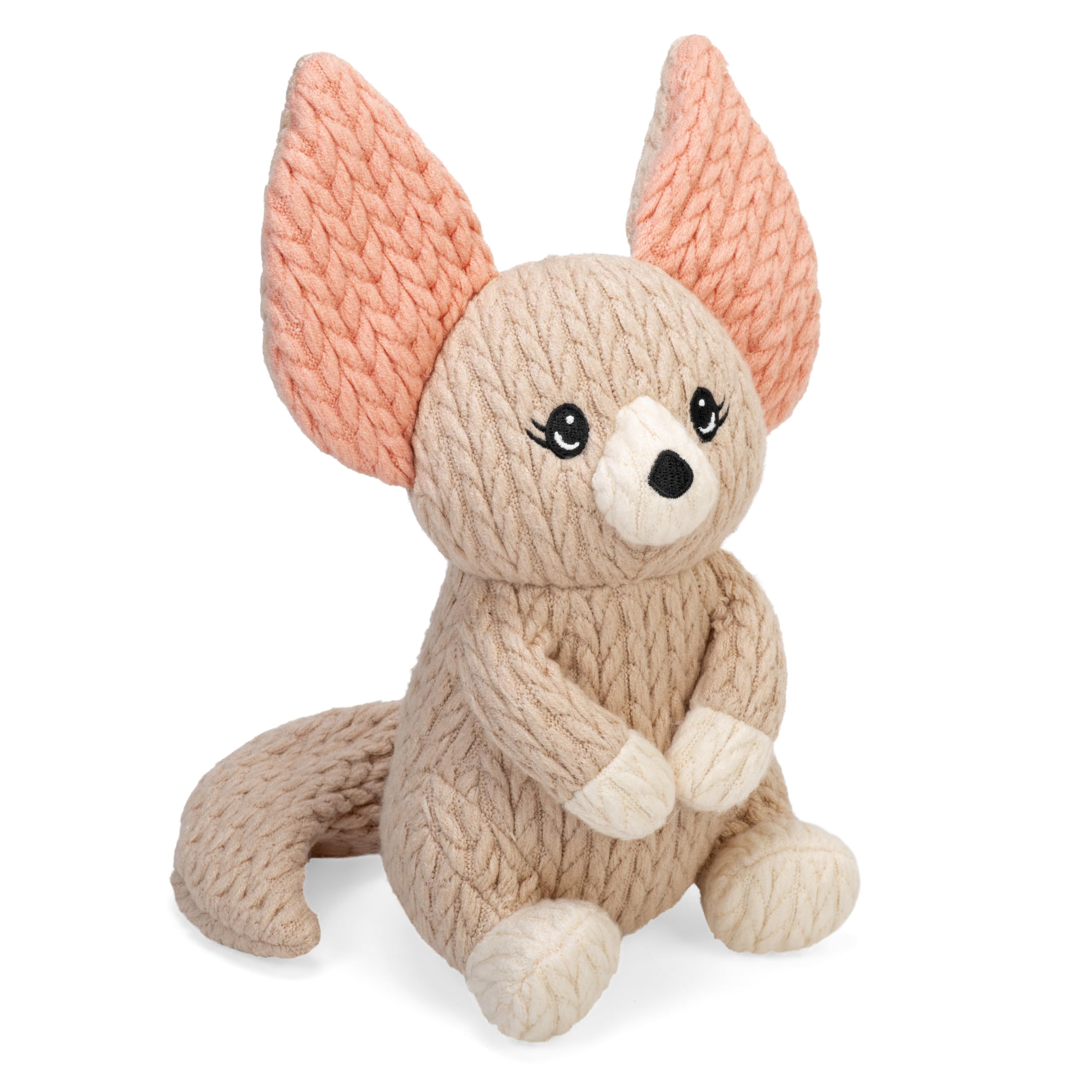 Wild Republic Knitkins Fennec - Peluche a forma di volpe, 20,3 cm, con bottiglie d'acqua riciclate