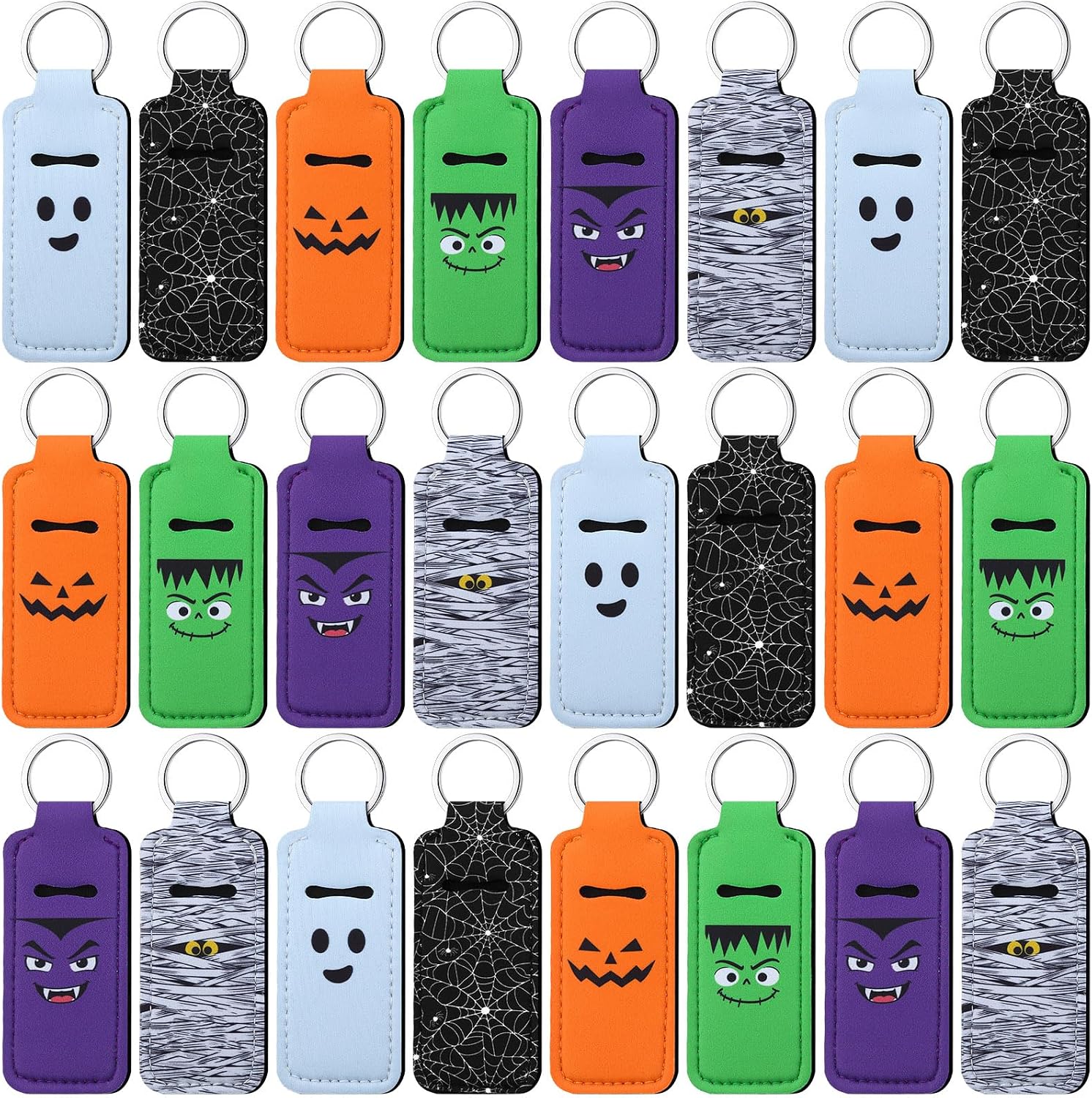 Kenning 24 Pcs Halloween Lip Balm Holder Keychain Party Favor Gift