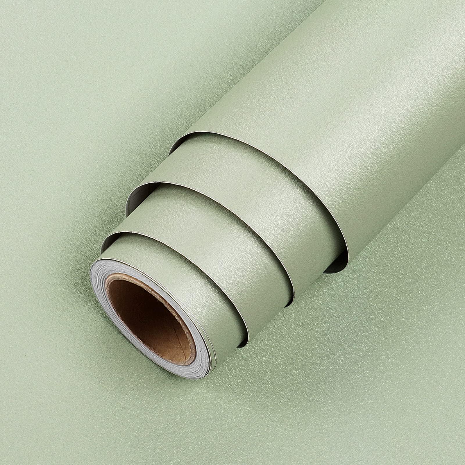LACHEERY Sage Green Contact Paper Decorative Sage Green Wallpaper Peel and Stick Solid Textured Wallpaper Self Adhesive Vinyl Wall Paper Roll for Bedroom Wardrobe Dresser Drawer Liners 15.8" x 80"
