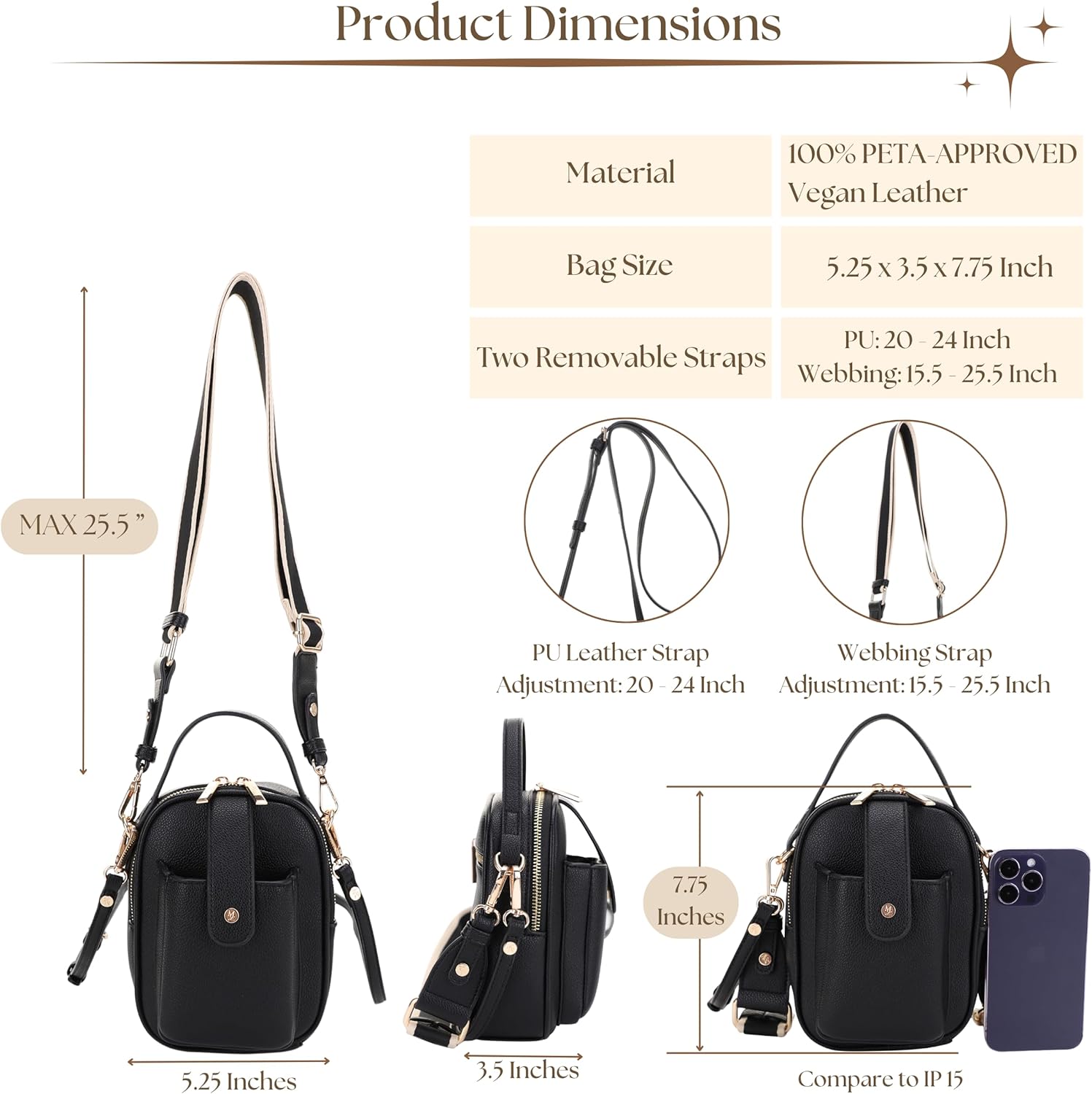 Mali+Lili Gail Vegan Leather Multi Compartment Crossbody Bag - Image 3