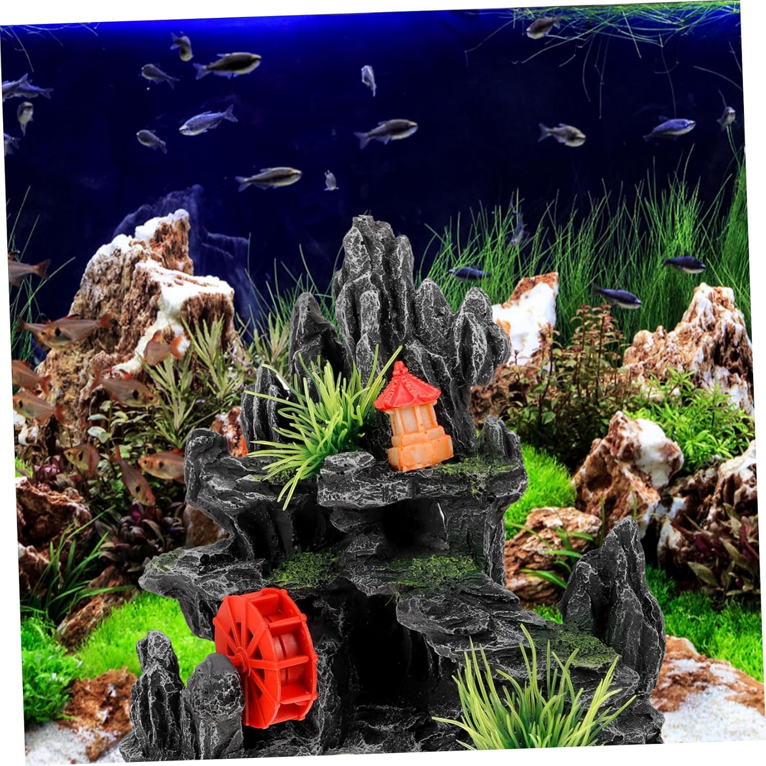 Yardwe 3pcs Aquarium Decoration Fish Tank Rockery Simulation Mountain Ornament for Natural Aquascaping Elegant Resin Hideout for Fish and Shrimp for Home and Office Decor