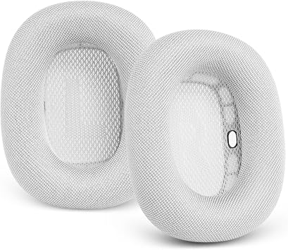 Ear Cushions for AirPods Max - Ear Cups Replacement for Apple Air Max 1 & 2 | Upgraded Headphones Mesh Ear Covers with Silicone Memory Foam - Like Original Silvery