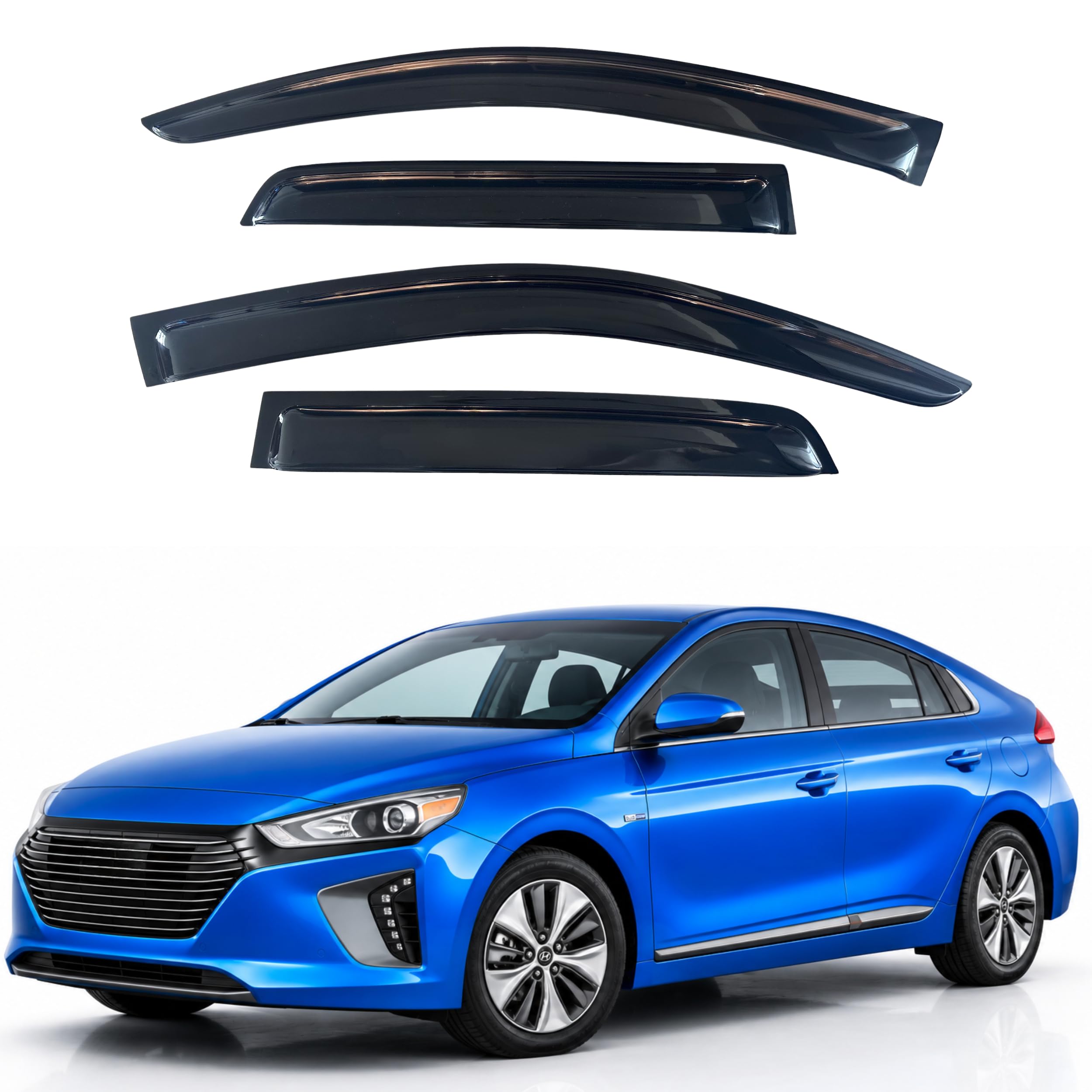 IG Window Visors Fit for 2017-2022 Hyundai Ioniq Hybrid, Out-Channel Rain Guards Vent Wind Deflectors 4PC, Car Accessories for 17-22 Ioniq Hybrid