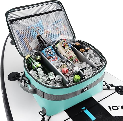 Miniatura 9 de YVLEEN Hielera impermeable para remo Borad, enfriador de SUP, material de PVC duradero, bolsa de cubierta con bolsillo superior de malla, correas