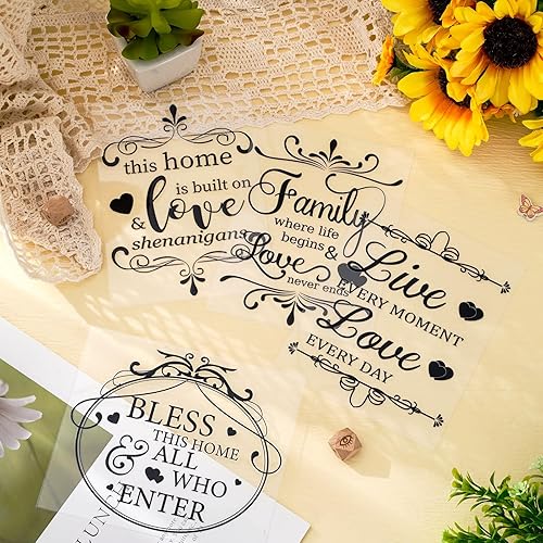 Miniatura 4 de Whaline 11 hojas de calcomanías vintage para manualidades y muebles, letras negras cálidas para transferencia de muebles, calcomanías para muebles,