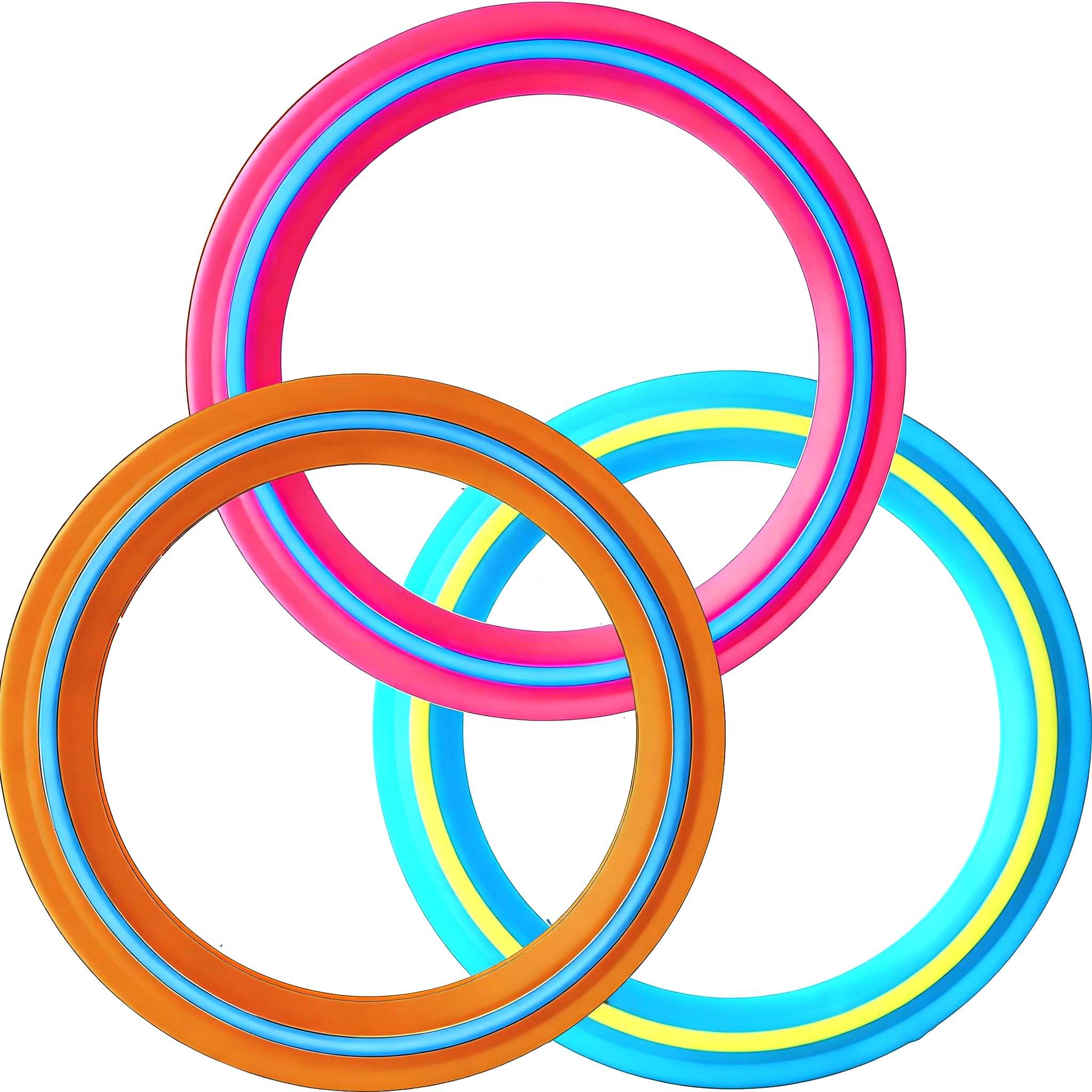 3 Stück Frisbee Ring Set - Wurfringe 24cm für Outdoor Spiele Garten & Strand - Weiche Wurfscheibe Aerobie - Wurfspiel für Familie & Hunde - Flugring Spielzeug Bunt