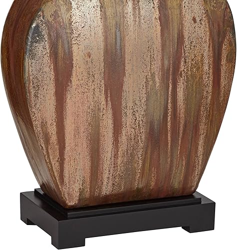 Miniatura 7 de Possini Euro Design Julius - Juego de 2 lámparas de mesa de estilo rústico moderno de 27 pulgadas de alto, de cerámica, cobre, rectangular, de tela,