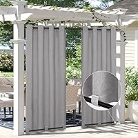 Easy-Going Waterproof Linen Look Outdoor Curtains for Patio Gazebo - Windproof Grommet Top Tab Bottom Privacy Drape, 54x84 Grey 1 Panel