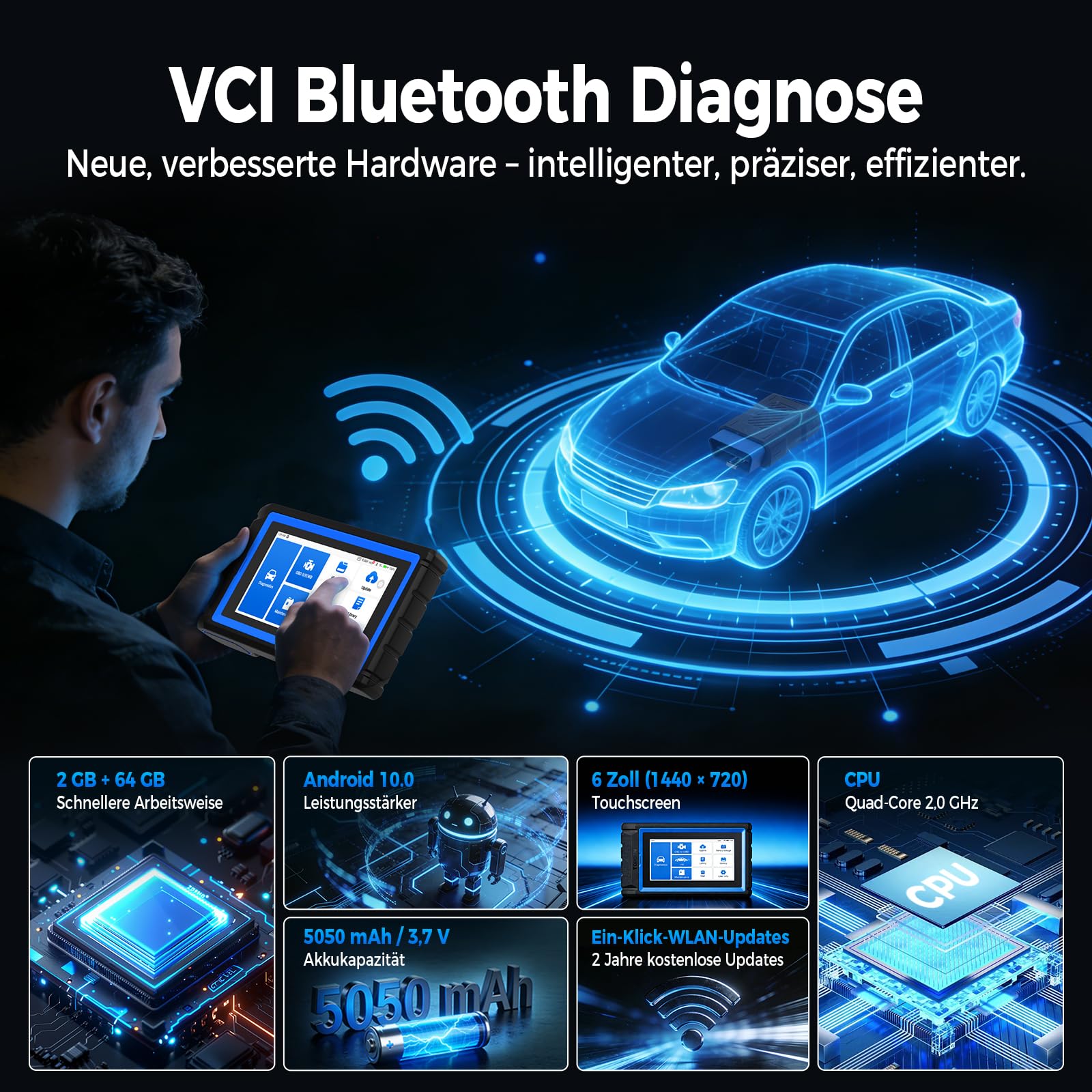 TOPDON VeriDiag X800 BT OBD2 Diagnosegerät für alle Fahrzeuge, Bidirektionales Diagnosegerät Auto mit 34 Servicefunktionen, Alle Systemdiagnosen FCA/SFD-Unterstützung, 2 Jahre kostenlose Upgrad