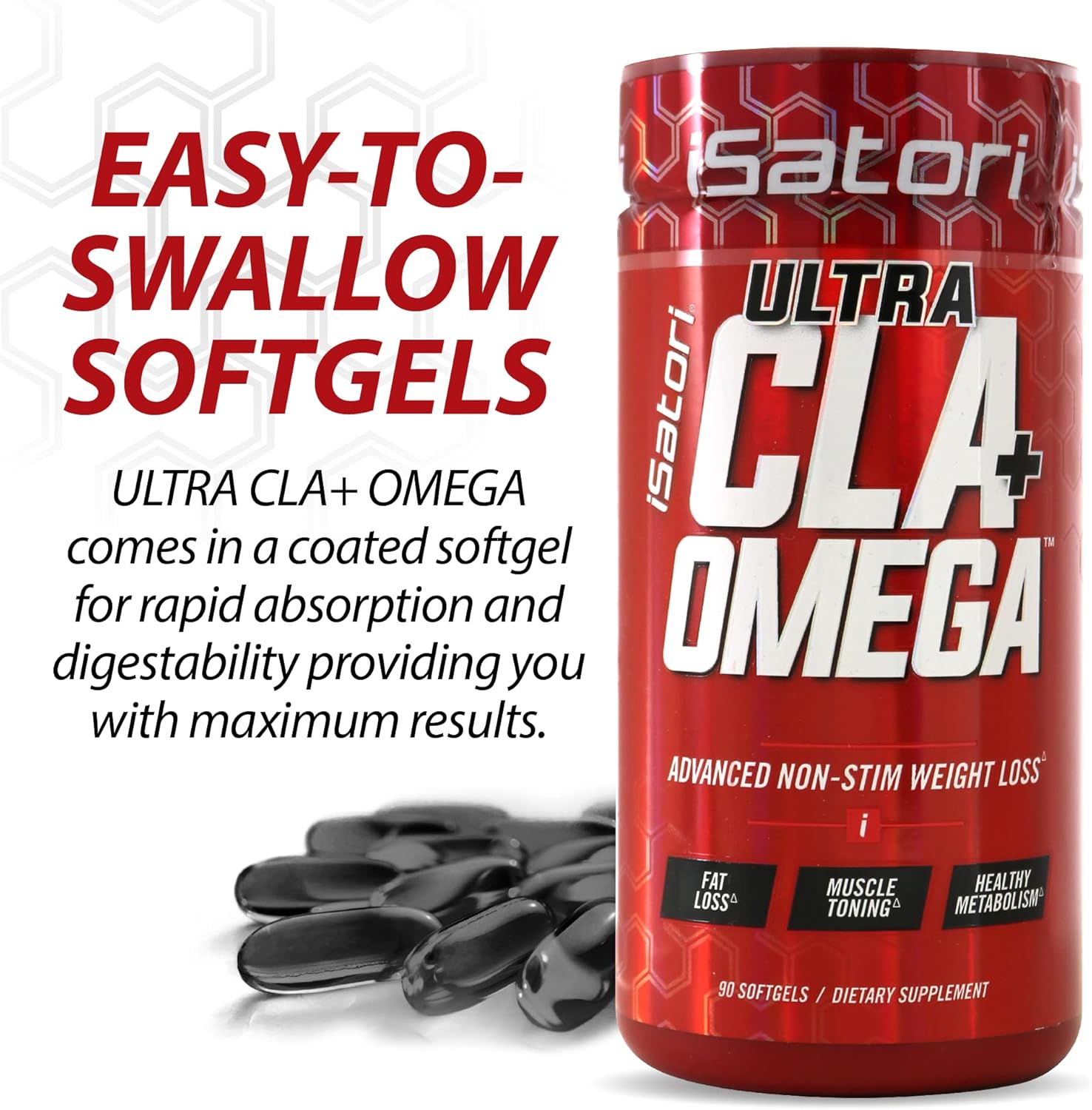 iSatori Ultra CLA - Omega 3 6 9 Safflower Oil Fish Oil Conjugated Linoleic Acid - Natural Weight Loss Exercise Enhancement Fat Burner Muscle Toner - Stimulant Free Dietary Supplement - 90 Softgels : Health & Household