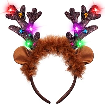 JOYIN 2 St ck Rentier Stirnband mit LED Weihnachten Haarband f r Weihnachten Weihnachtsfeiern Party Haarschmuck Einheitsgr e
