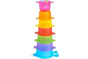 Munchkin Caterpillar Spillers Stacking and Straining Cups: Educational Bathtime Fun