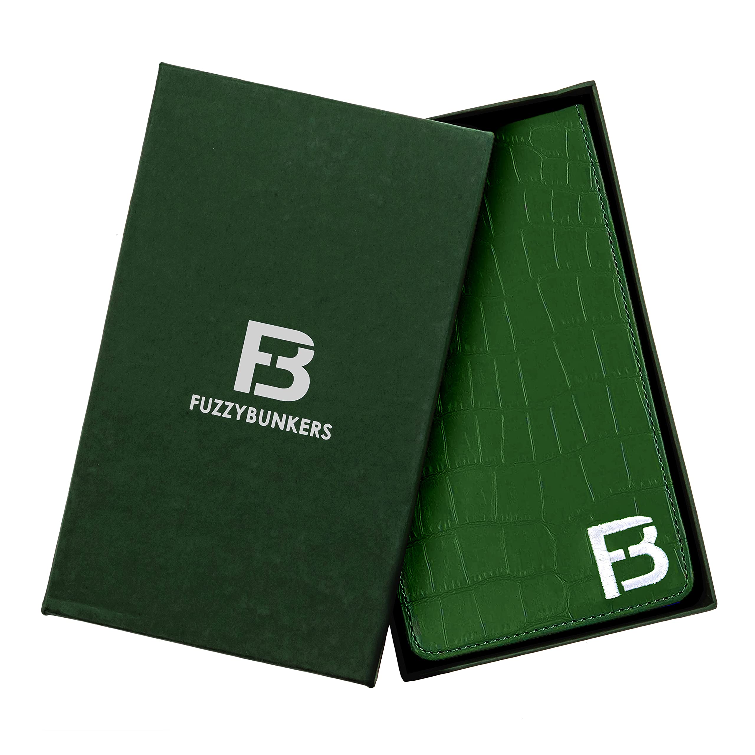 FB FUZZYBUNKERS Quality Leather Golf Scorecard Holder - Yardage Book Cover - Golf Yardage Book - Golf Scorecard Book, Free Pencil & Stat Tracker