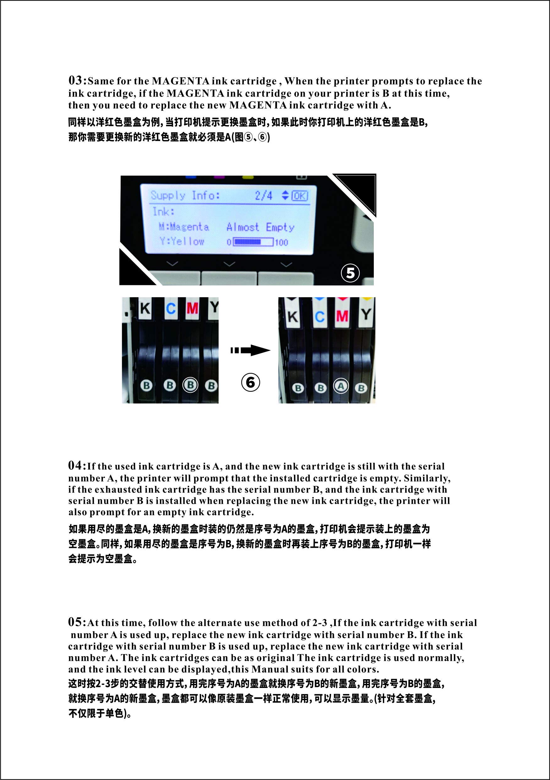 Cartouches d'encre par sublimation compatibles avec imprimante Sawgrass Virtuoso SG500 SG1000, 4 couleurs (noir, cyan, magenta, jaune) (version B)