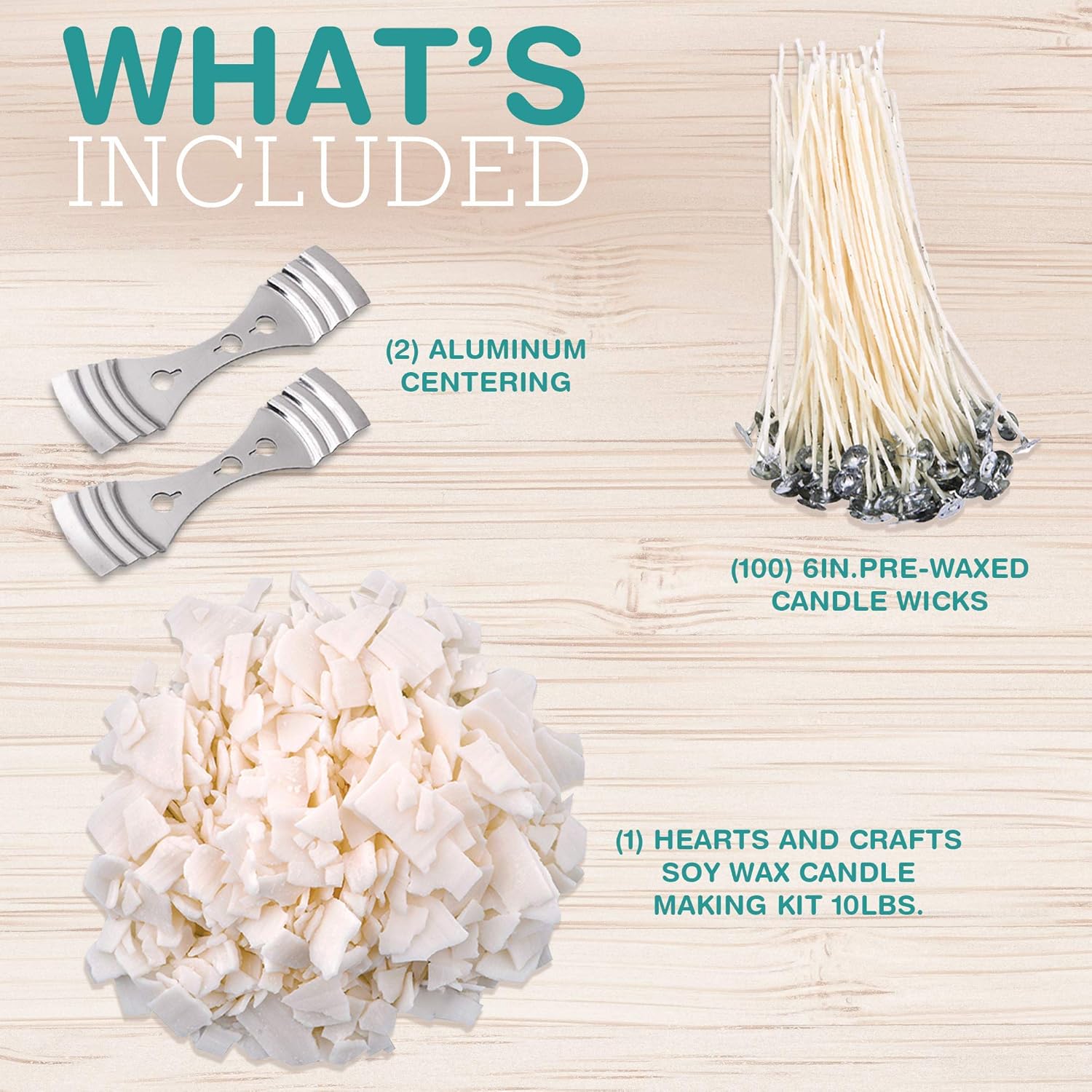 Hearts & Crafts 10-lb. Soy Wax Flakes with 8-oz. Black Tin Cans, 24-Pack Bundle | with Pre-Waxed Wicks and Centering Devices | Candle Making Kit for DIY Enthusiasts, Creative Hobby for Adults : Arts, Crafts & Sewing