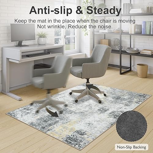 Miniatura 36 de Anidaroel Tapete abstracto para silla de oficina de 36 x 48 pulgadas para suelo de madera, tapete antideslizante para silla de escritorio de madera