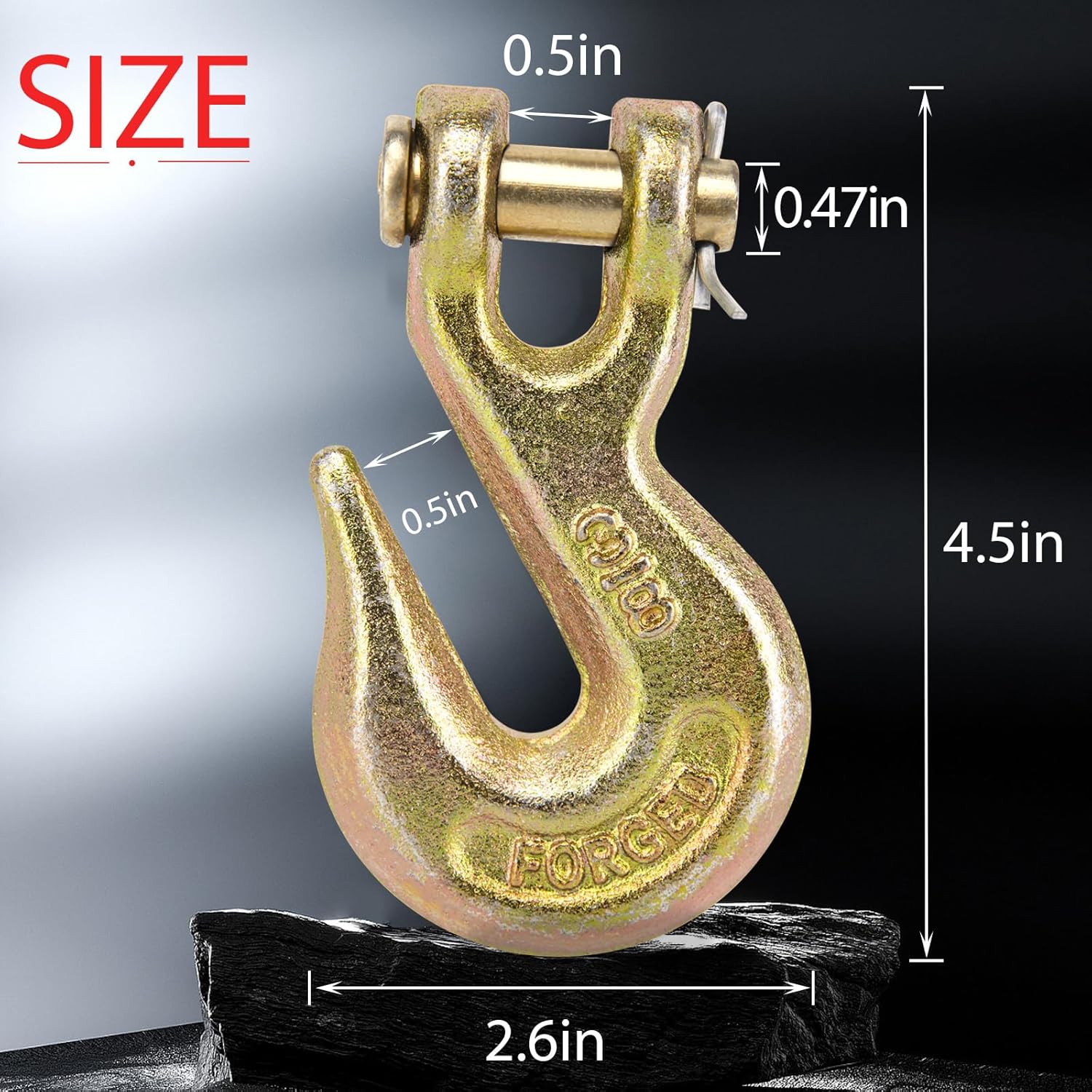 3/8 Chain Hook, Heavy Duty Grade 70 Clevis Grab Hooks for Trailer Towing Tow Chain Transport (10 Pack)