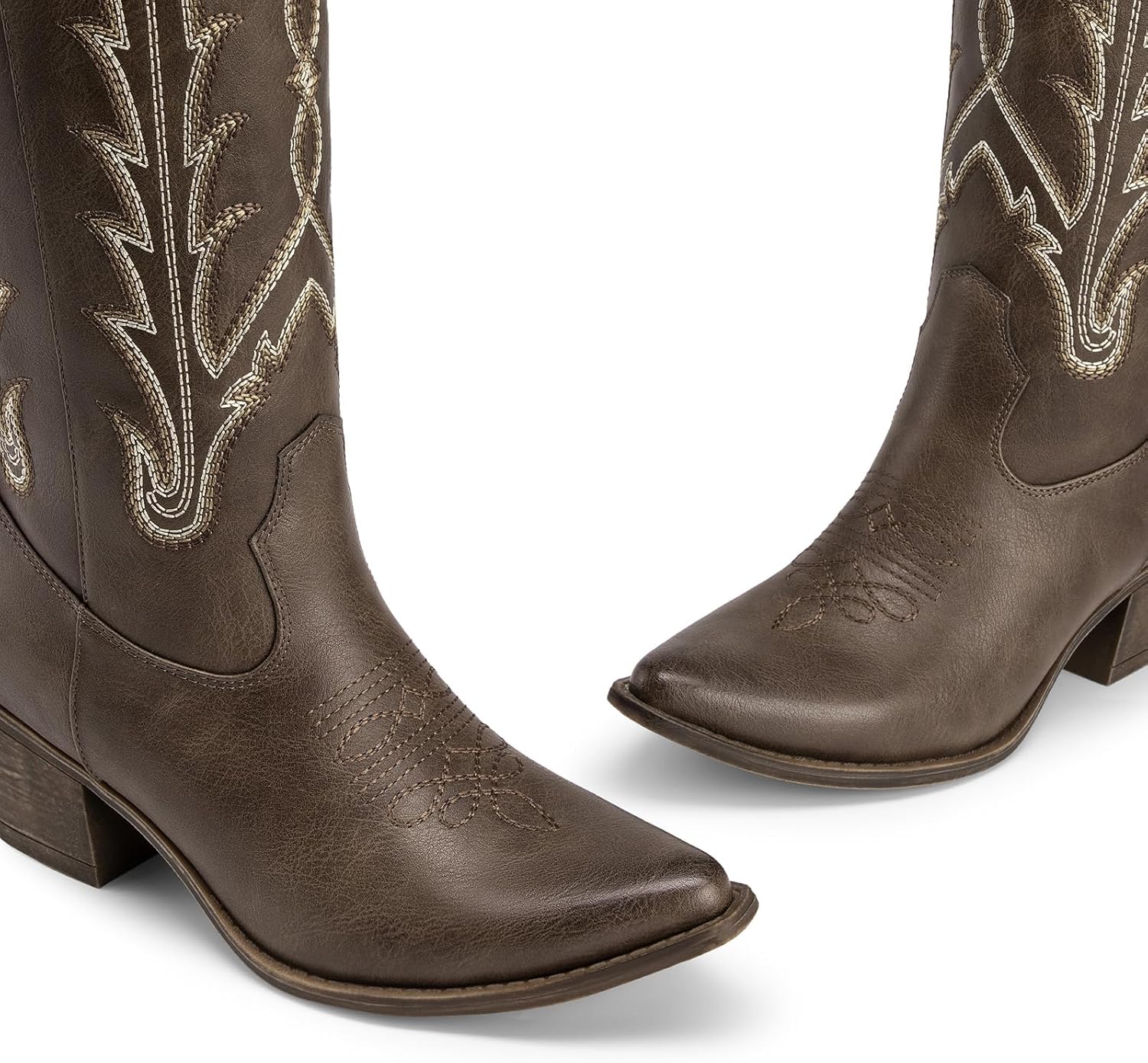 Athlefit Cowboy Boots for Women Knee High Comfortable Pull On Chunky Heel Embroidered Cowgirl Western Tall Boots for Concert - Image 5