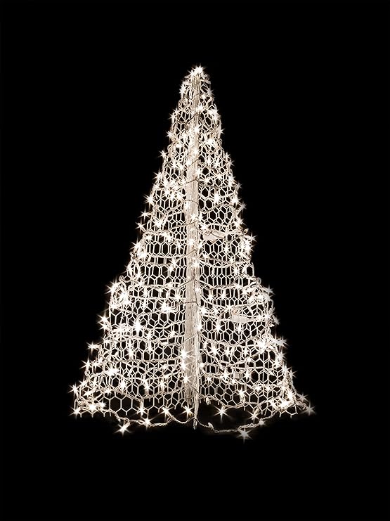 Crab Pot Christmas Trees 4' White Wire with 300 Clear