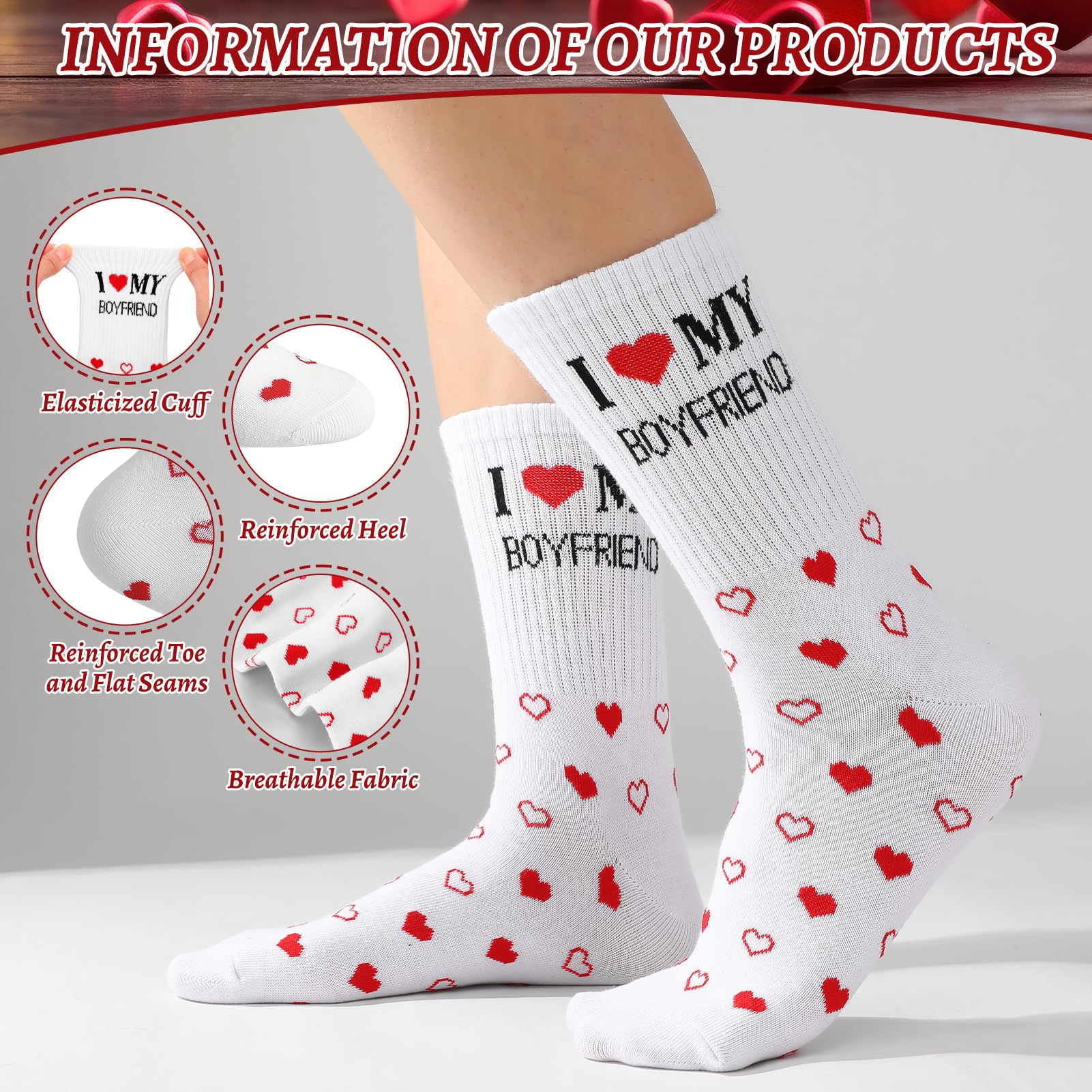 Funny Couple Socks for Boyfriend/Husband with Gifts Box, I Love My Boyfriend/Girlfriend Socks, Boyfriend/Husband Romantic Gifts for Anniversary Birthday