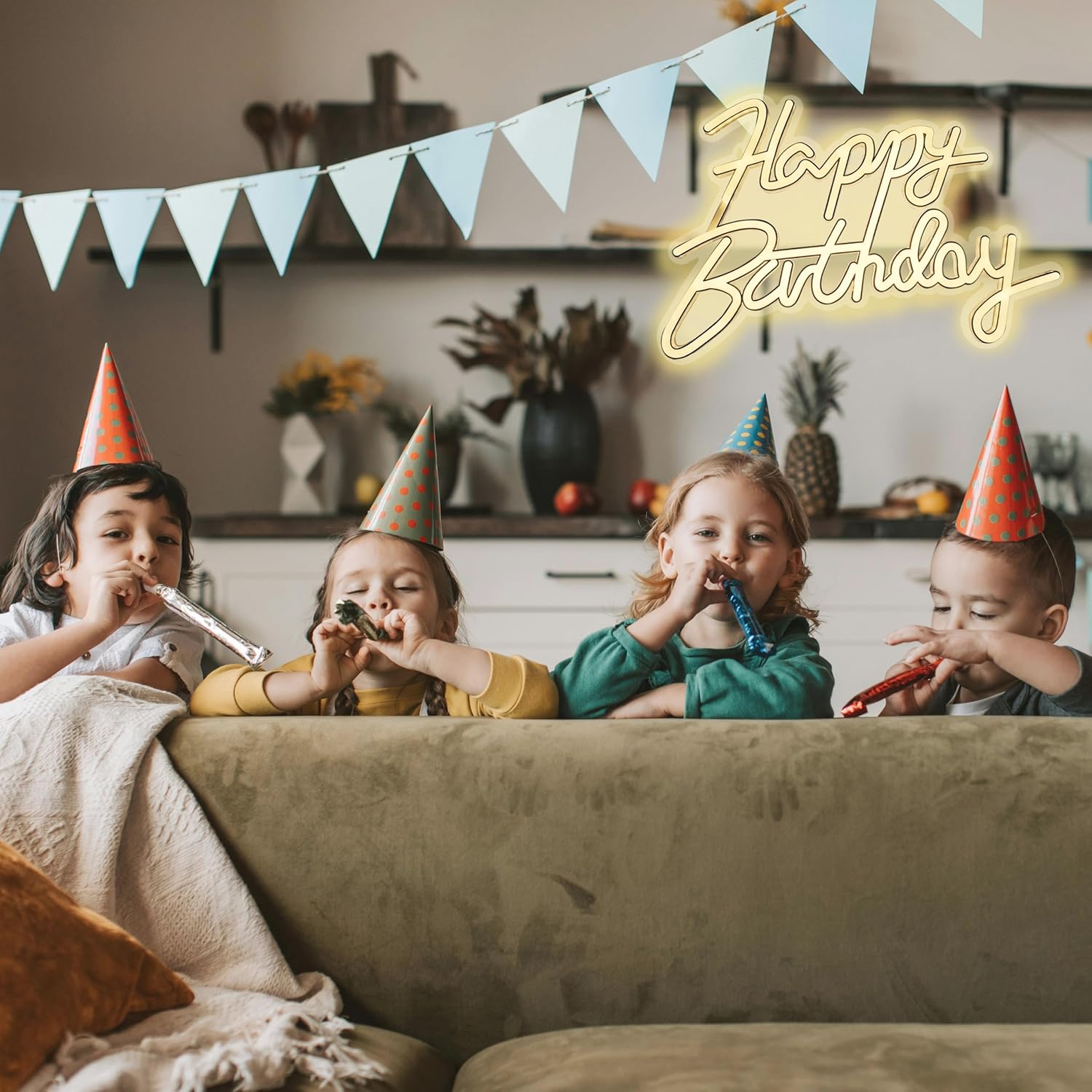 Happy Birthday Neon Signs,Adjustable LED Neon Light Sign Backdrop powered by USB,Light Up Colorful Bday Neon Lights for Backdrop All Birthday Party,Wall Decor,Gifts,Celebration Decoration(Warm White)