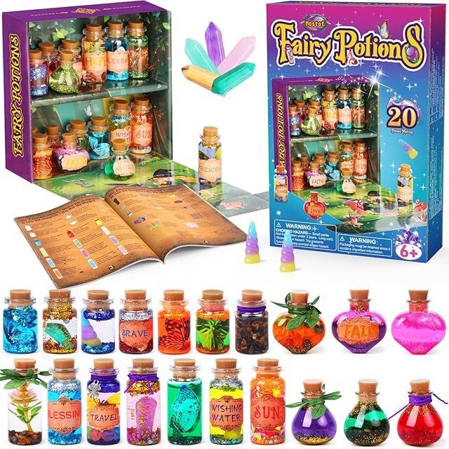 Mostof DIY Fairy Potions Craft Kits for Kids, Mix 20 Magical Wizard Potions with Energy Crystal Dust, Creative Gift Toy