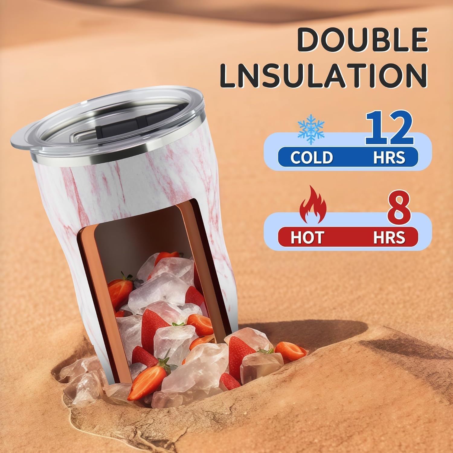 20Oz Insulated Tumbler With Straw And Lid,Stainless Steel Straws for Tumbler,Double Wall Vacuum Travel Mug,Spill Proof Tumble, Travel Cup for Iced Coffee, Jelly Pink - Image 4