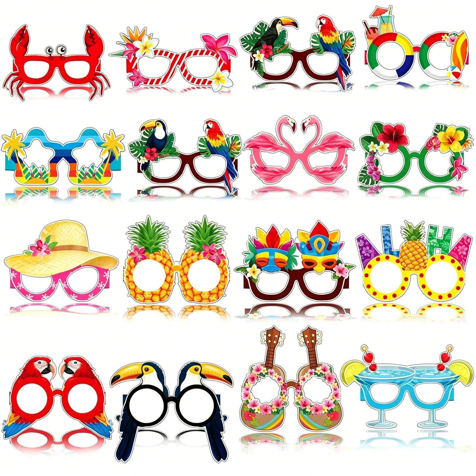 MAIKAOZAI 32Pcs Funky Paper Sunglasses Bulk – Funny Photo Booth Props for Summer Party Decorations, Festival Supplies Themed Events