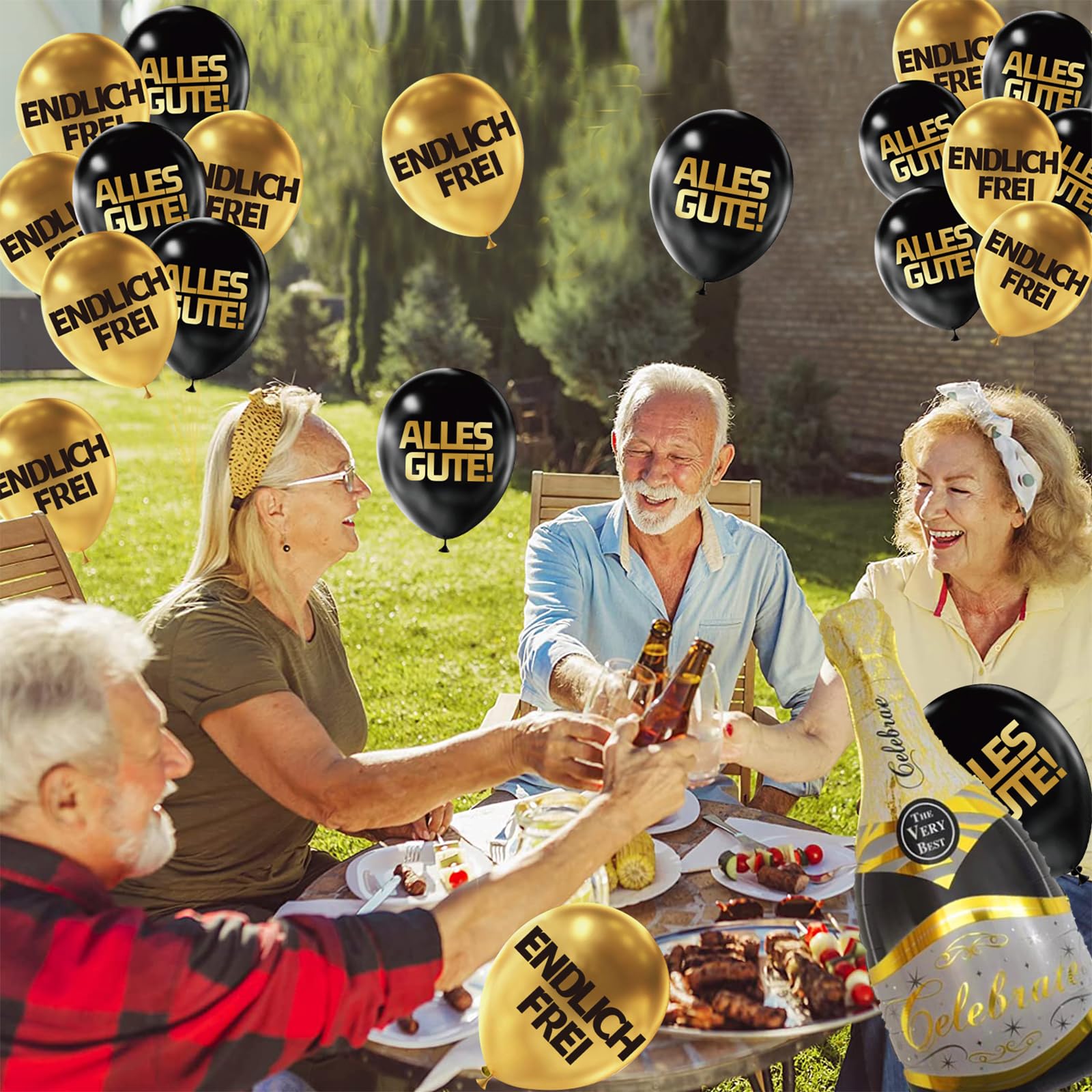 ALEGRE Abschiedsdeko Kollegen - Ruhestand Deko Set Mit Ballons Und Banner