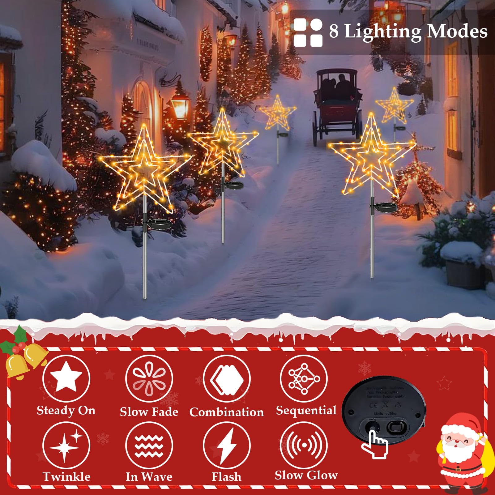 Cozymeow Garden Lights Solar Christmas Star Lights Outdoor, 2 Pack 75 LED Large Star Christmas Stake Lights - Image 4