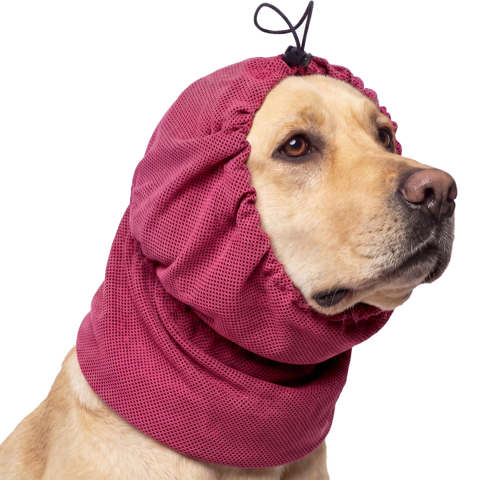 Dog Cooling Bandana, Ear Covering For Dogs Grassseeds, Cocker Spaniels Ear Snood, Cooling Head Cover Cool Neckerchief, Keep Pet Cool in Hot Weather, Heat Relief & Prevent Overheating(Rosered, L)